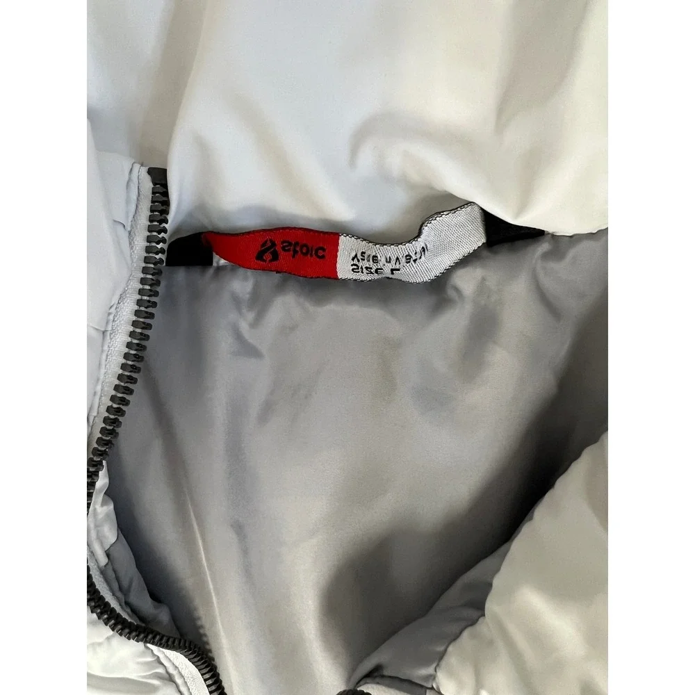 Stoic Puffer Jacket Womens Sz L White Funnel Neck Quilted Full Zip Winter Coat